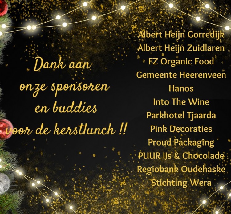 Dank aan sponsoren en buddies kerstlunch